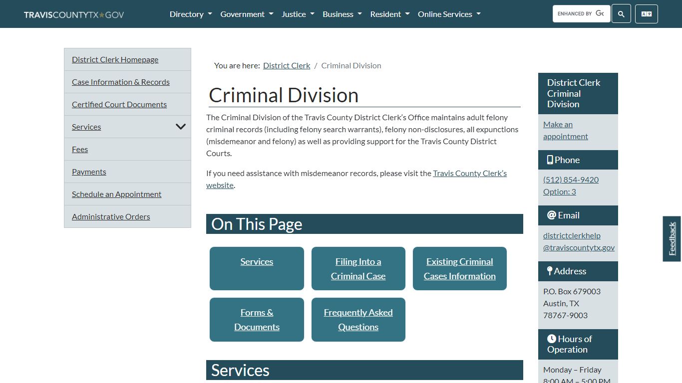 Criminal Division - Travis County, Texas