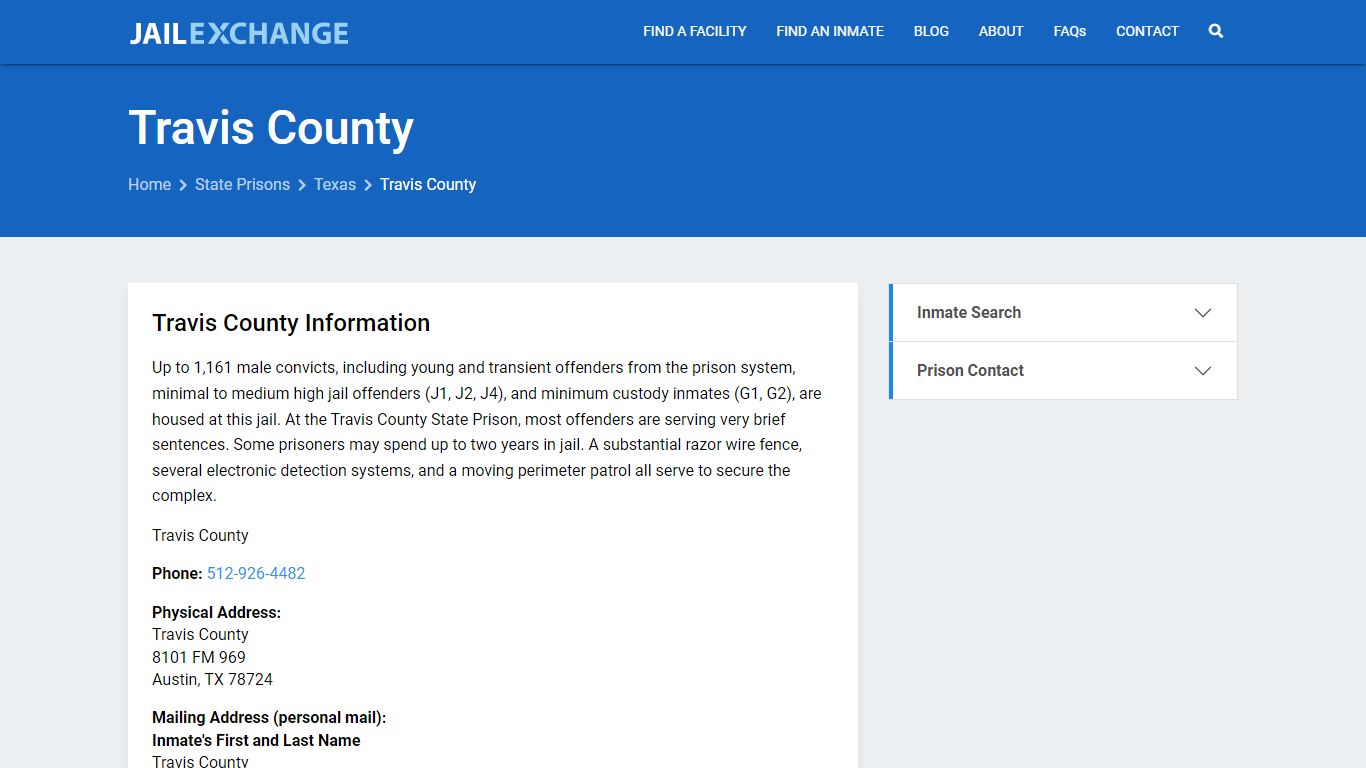 Travis County Inmate Search, TX - Jail Exchange